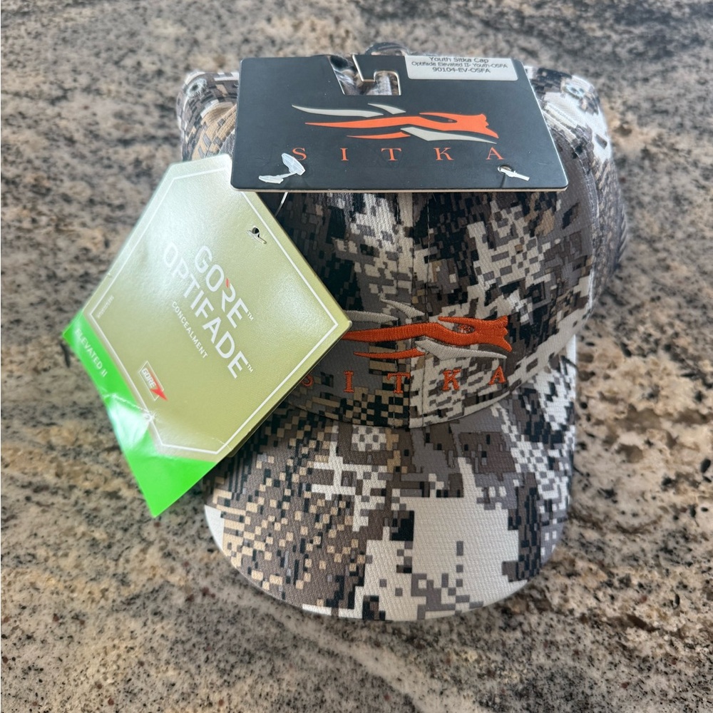 Kids Camo Hat - Orange and Gray